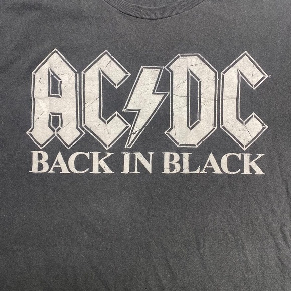 AC/DC Back In Black Band Tee Thrifted Vintage Style Size L - Picture 2 of 12